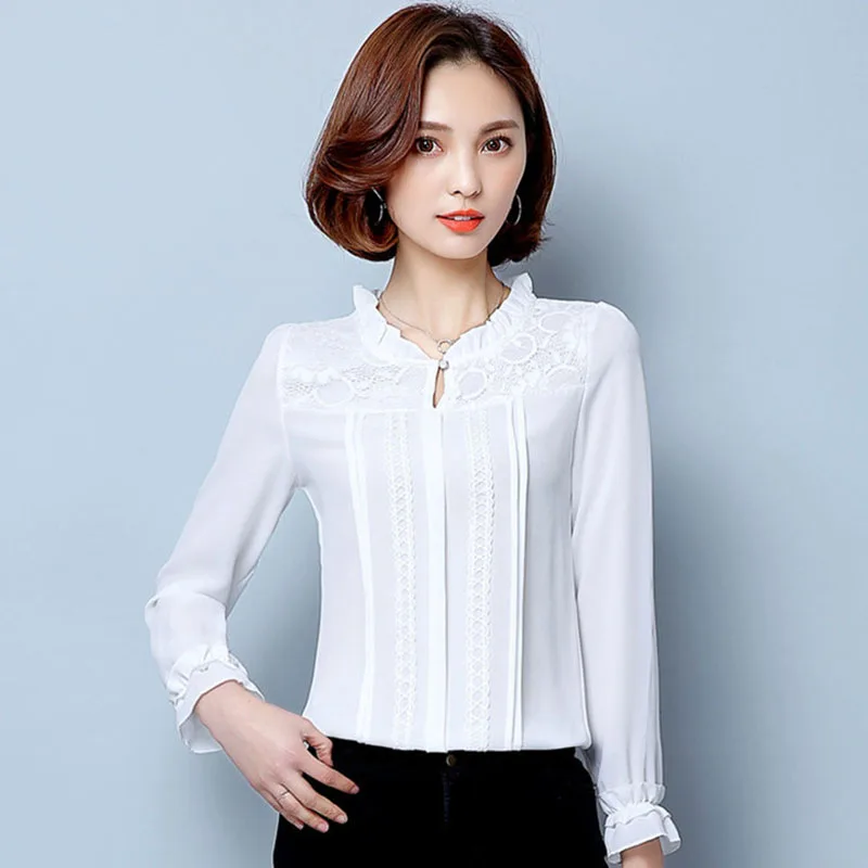 Women Blouses Tops 2017 Autumn Round Neck Long Sleeve