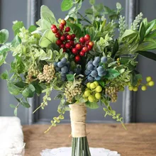 Wedding Bouquets artificial pearl beads brooch pink silk flower bridal bride wedding bouquet