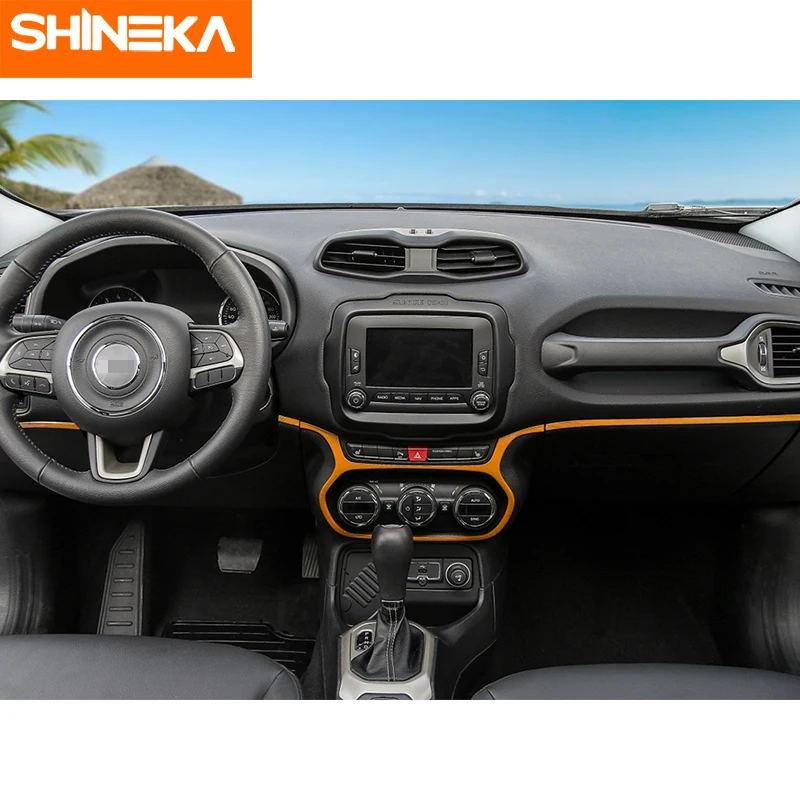 SHINEKA для Jeep Renegade- ABS интерьер автомобиля центральный контроль приборной панели декоративные наклейки аксессуары для Jeep Renegade