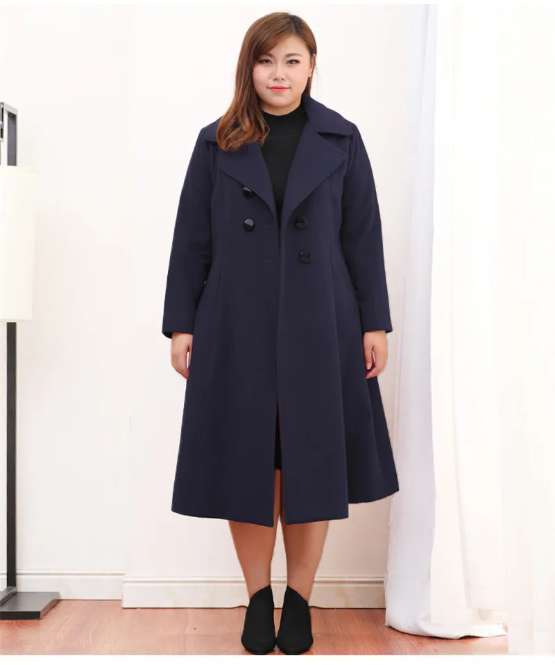 Супер большой размер 4XL-10XL, Женское шерстяное пальто осень-зима, приталенные женские длинные шерстяные куртки, пальто большого размера N302
