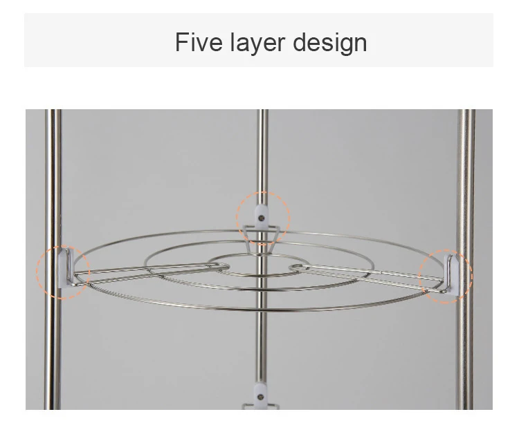 ОРЗ 5 уровня Кухня срок хранения Нержавеющая сталь Пан стоять горшок держатель Кухня аксессуаров Организатор стойки Ванная комната OrganizerShelf