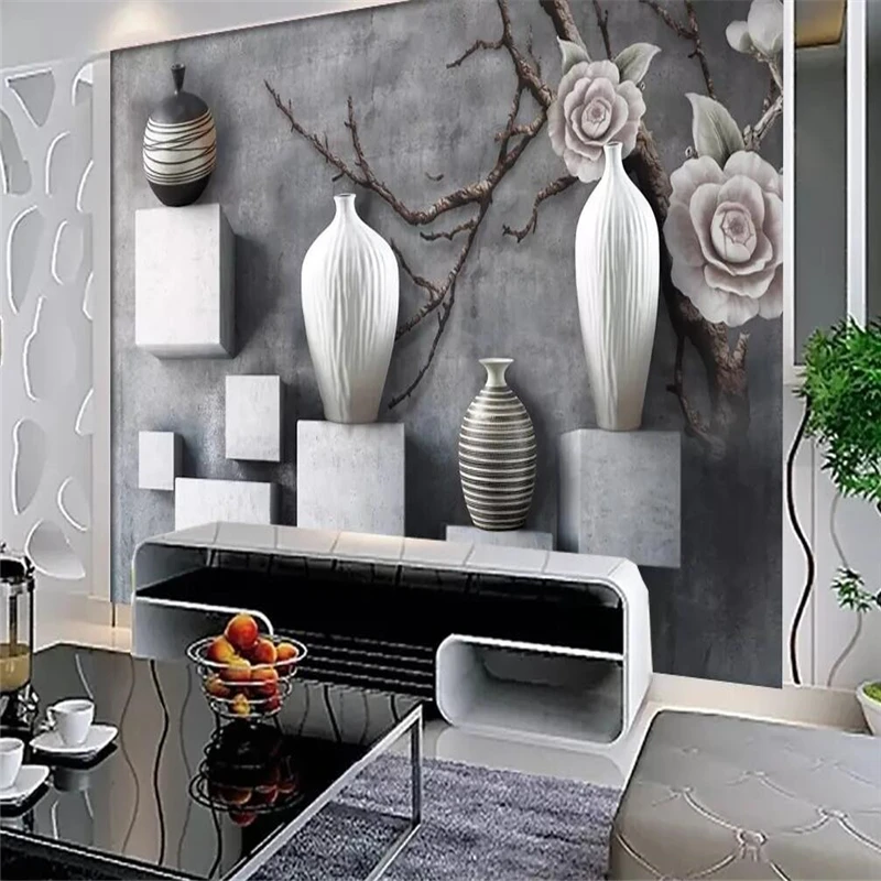 Декоративные обои креативная черно-белая ваза 3D фон настенная живопись