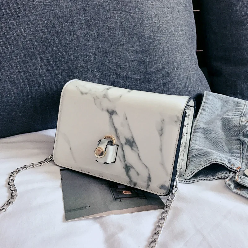 

Summer Handbag 2018 New Pattern Tide Fashion Marbling Small Square Bags Chain List Shoulder Slant Bag