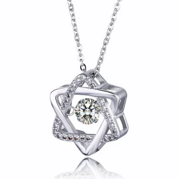 

Chic Creative Moving Shake Hexagonal Star Necklace 925 Sterling Silver Simple Pendant Necklaces For Women Friendship Jewelry New