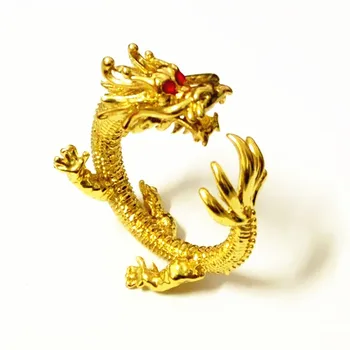 

Creative trend domineering dragon opening ancient silver plated for women or men wedding ring with Red eyes Vintage jewelry