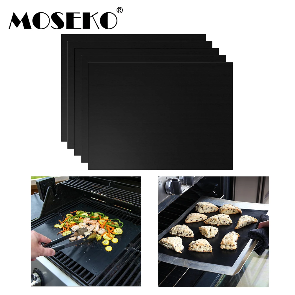 

MOSEKO 5pcs Non-stick BBQ Grill Mat Barbecue Baking Liners Reusable Cooking Sheets 40*30cm Cooking Tool