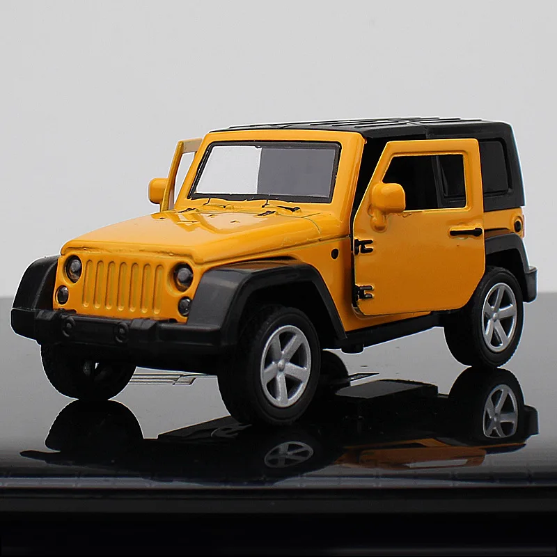 Сплав, модель автомобиля, трансформер, jeep wrangler, вытяжной автомобильный звук и светильник, открытая модель автомобиля, дисплей, детские игрушки, подарок на день рождения - Цвет: SUV  Yellow