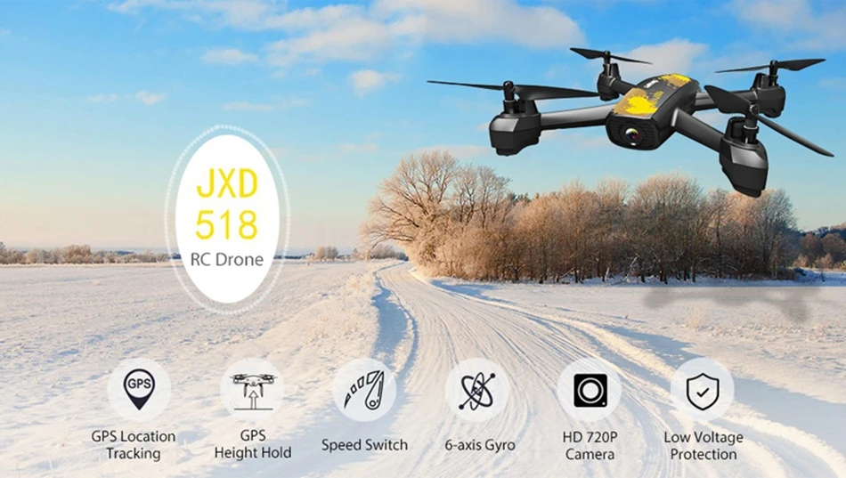 JXD 518 RC Quadcopter 720P HD Camera WIFI FPV GPS Mining Point Drone 2.4GHz 6 Axis Gyro Mini Drone 360 Rotation Headless Mode  (1)