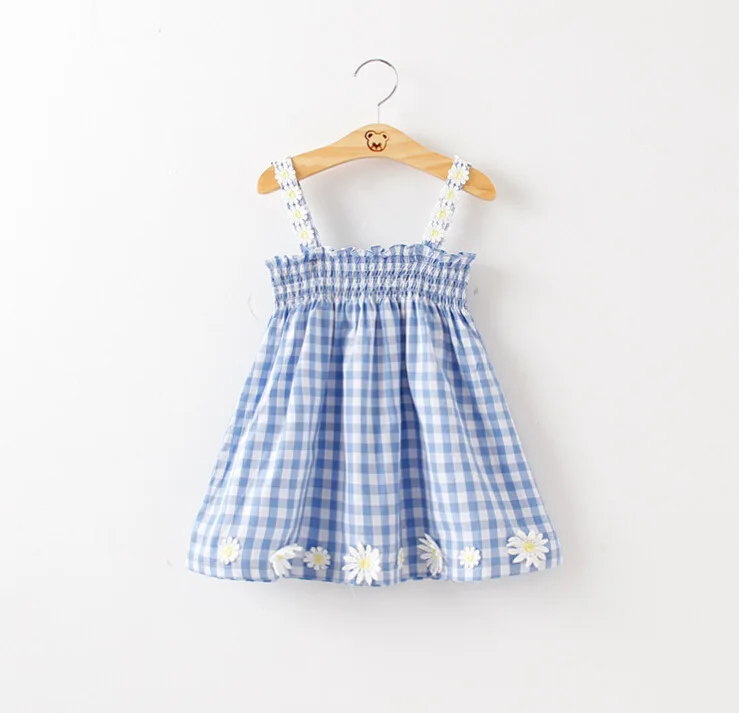 OL 2018 New Summer 3-7 Years Baby Girls vest dress Plaid Small Daisy Sun Flower Tube Top Sleeveless Dress | Детская одежда и обувь