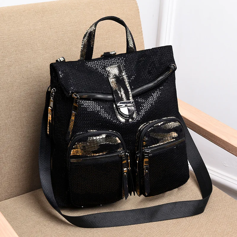 

Multifunctional Women's Leather Backpacks Fashion Sequin Students School Bag Shoulder Bags For Women Travel Bag Ladies