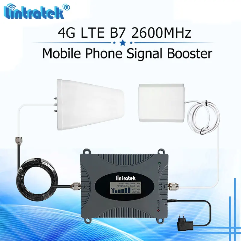 

Lintratek 2600mhz 4G B7 FDD Cellphone Signal Booster 65dB Gain LTE Internet 2600 Cellular Repeater Amplifier 4G Antenna Set#5