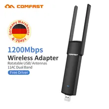 802,11 AC беспроводной 1200 Мбит/с Wi Fi 2,4G+ 5 ГГц Двухдиапазонная AC Wifi антенна 802.11a/b/g/n адаптер мощный Wi-Fi сетевой адаптер