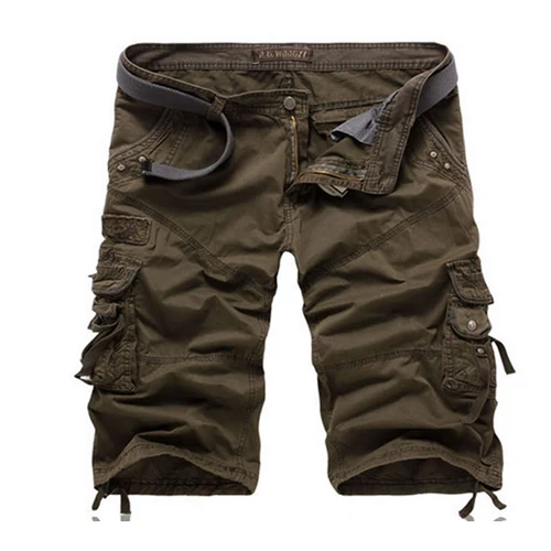 HOT 2019 Summer Washing Multi Pocket Patch Cargo Overalls Knee Length shorts straight Cotton Casual tactical military shorts Men