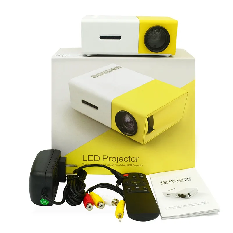 Мультимедийный ЖК-проектор с американской вилкой, Full HD 1080 P, мини портативный домашний кинотеатр, светодиодный желтый проектор YG300 для медиаплеера XNC