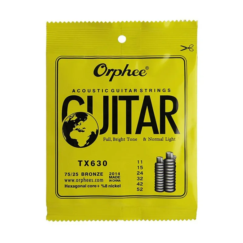 Orphee tx630 011-052 акустической Гитары струны шестиугольная core+ 8% никель Бронза яркий тон Extra Light Гитары Интимные аксессуары