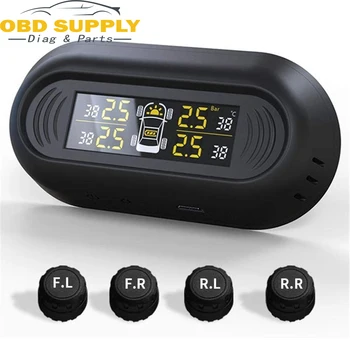 

TPMS Car Tire Pressure Monitoring System Wireless Solar Powered with 4 External Sensors Tire Pressure Monitoring System