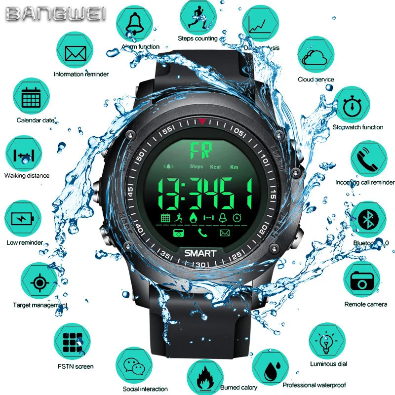 

LIGE Smart bracelet Sport Watch Men Women Smart Digital watch Bluetooth Pedometer 50 meters Waterproof Smart wristband