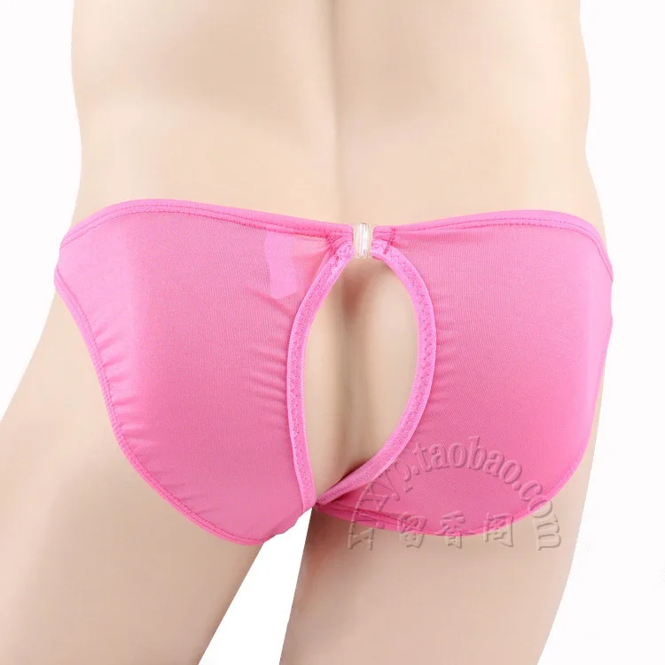 Sexy Gay Men Exotic Underwear Condom Hole Front Open Back CrotchlessMale Briefs Lingerie Jockstrap Cock Sock Cueca Calzoncillos