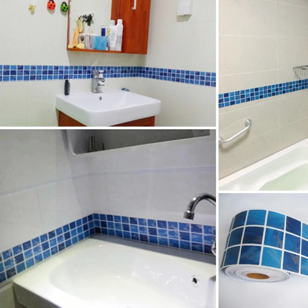  Floor Stick Mosaic Removeable Self Adhesive Wall Tile Sticker Decal DIY Kitchen Home Decorative for Bathroom Toilet Kitchen 
