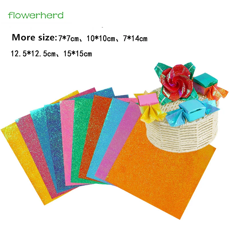 

50pcs Mixed color Pearly Shiny Square Origami Paper Single Sided DIY Paper Card Handmade Craft Gift for Kids More Size Choose