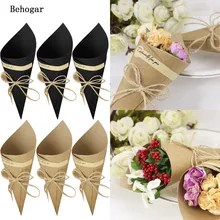 Behogar 50PCS Kraft font b Paper b font Cones Bouquet Candy Bags font b Boxes b
