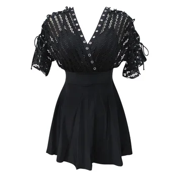 

Sexy patchwork lace rotator cuff design for a one-piece swimsuit