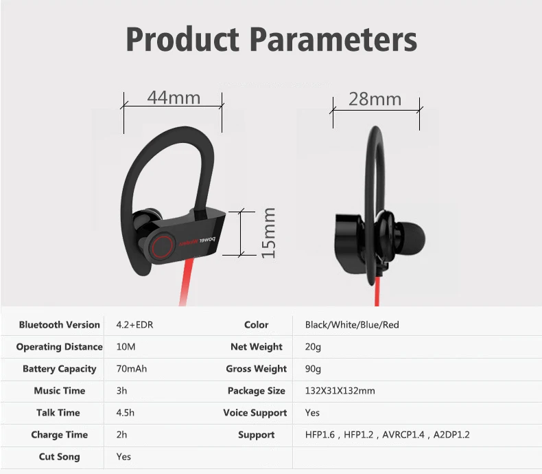 Беспроводные спортивные стереонаушники Bluetooth 4 2 Hi Fi бас музыка с микрофоном для