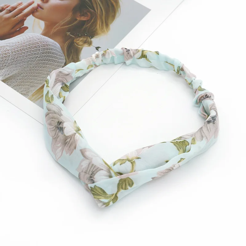 

Flower headband Fashion Retro Women Elastic Turban Twisted Knotted Ethnic Headband Floral Wide Stretch Girls Hair Accessories