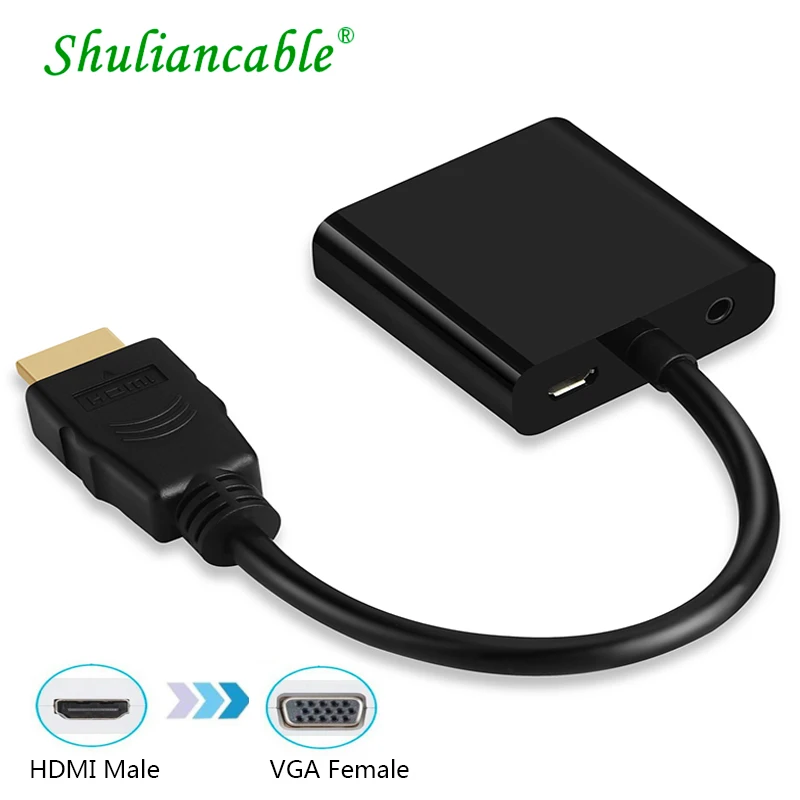 Shuliancable адаптер hdmi vga цифро аналоговый видео аудио кабель конвертера|Кабели VGA| |