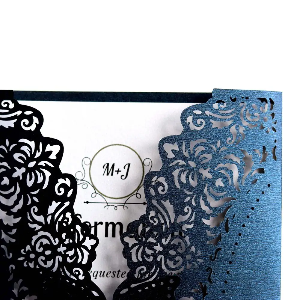  10PCS Blue White Elegant Laser Cut Wedding Invitation Cards Greeting Card Decor Party Supplies - 33023921997