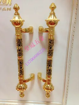 

The hollow door door handle European gilded carved handle 480 260 hole spacing of 600 9828A