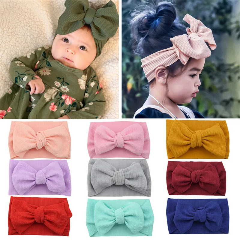 

Baby Girl Headband Infant Hair Accessories Band Bows Newborn Headwear Solid Color Headwrap Hairband Gift Toddlers Clothes