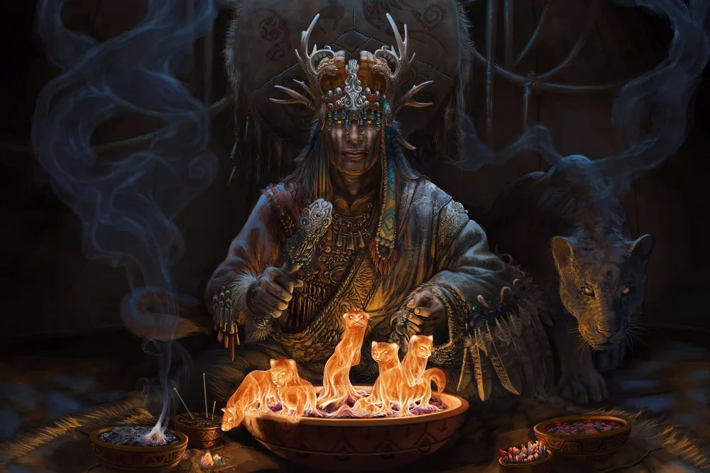 

Home decoration shaman challenge predator magic Silk Fabric Poster XD064