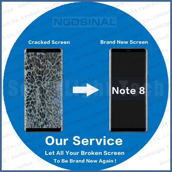 

Repair Service For Samsung Galaxy Note 8 LCD Screen N9500 N9500F Touch Display Assembly With Frame Cracked Glass Digitizer Renew