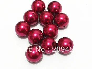 

Wholesale !! 20mm 100pcs/lot Burgundy Chunky Round Imitation Pearl Acrylic Beads For Kids Jewelry Making