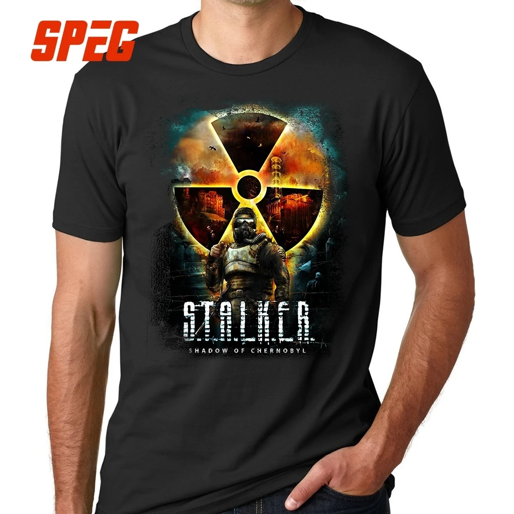 

Casual Tees Shirts Stalker Shadow of Chernobyl Cool T Shirts Men Organnic Cotton Short Sleeve Men Solid T-Shirt Round Collar