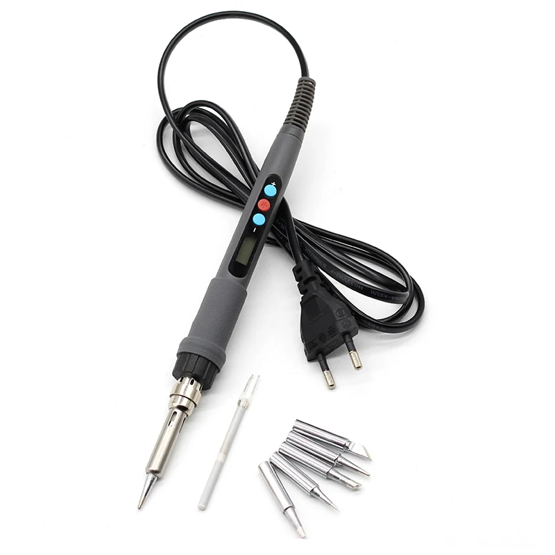 

Eu Plug Temperature Adjustable Electric Soldering Iron Solder Station Repair Tools With 5Pcs Tips Ceramic Heating