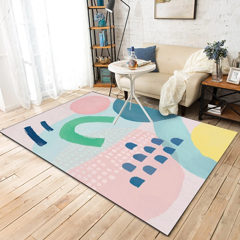 Скандинавские минималистичные ковры для гостиной, дома, спальни, красочные геометрические акварельные коврики для журнального столика, детские коврики для игр