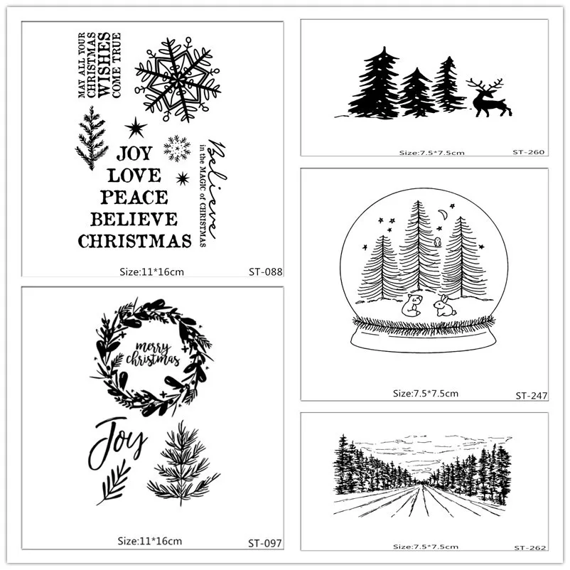 

ZhuoAng Cause Christmas Trees Design Transparent Clear Stamps /Silicone Seals for DIY Scrapbooking photo album/Card Making