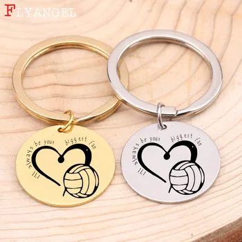 

Engraved Heart Football Keychain Exercise Jewelry Stainless Steel Keyring For Friend Men Boyfriend Fans Gift Soccer Key Chain