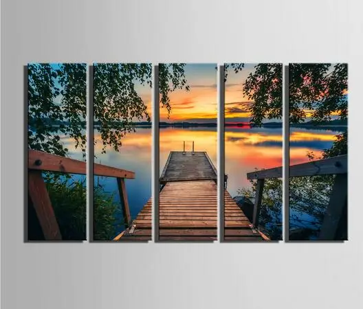 Картина Маслом С Видом На Озеро Украшения Живопись Home Decor Холсте Современных