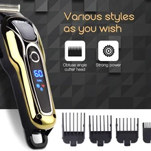 110-240 В Kemei профессиональное электрическое лезвие машинки для стрижки волос для мужчин триммер для бороды машинка для стрижки волос резак для волос инструмент ЖК-дисплей