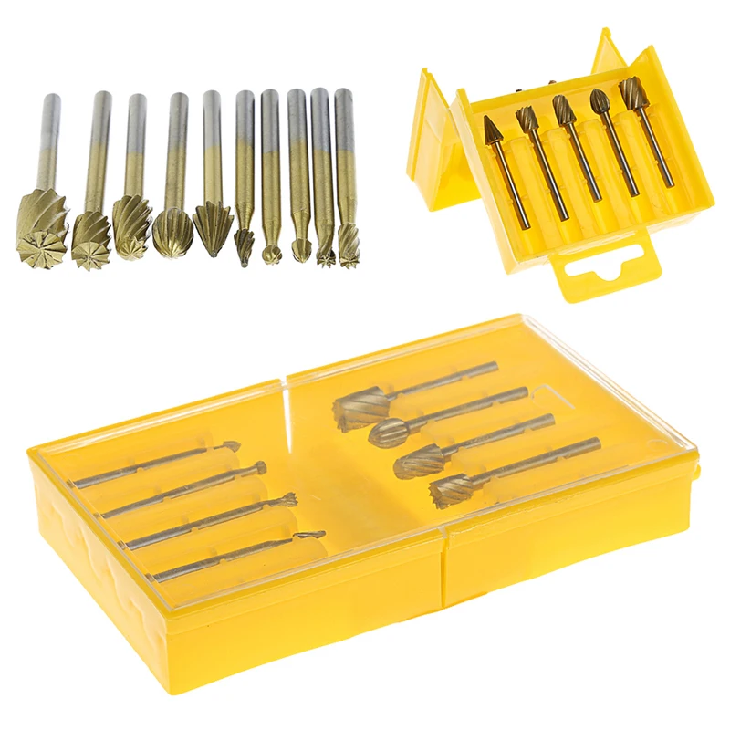 10Pcs 3mm Engraving Cutter Woodworking Tools Grinding Electric Rotary