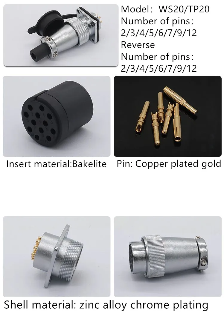 1 комплект WS20 авиационным соединителем 2/3/4/5/6/7/9/12 штепселный Разъем гнездо мужской и женский авиации круговой Мощность Кабельный разъем