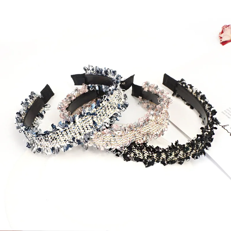 

korean Fashion female scrunchie Headband Vintage Style Women Girls Hair Head Band Hoop Accessories Tassel Wide Hairband Headwear