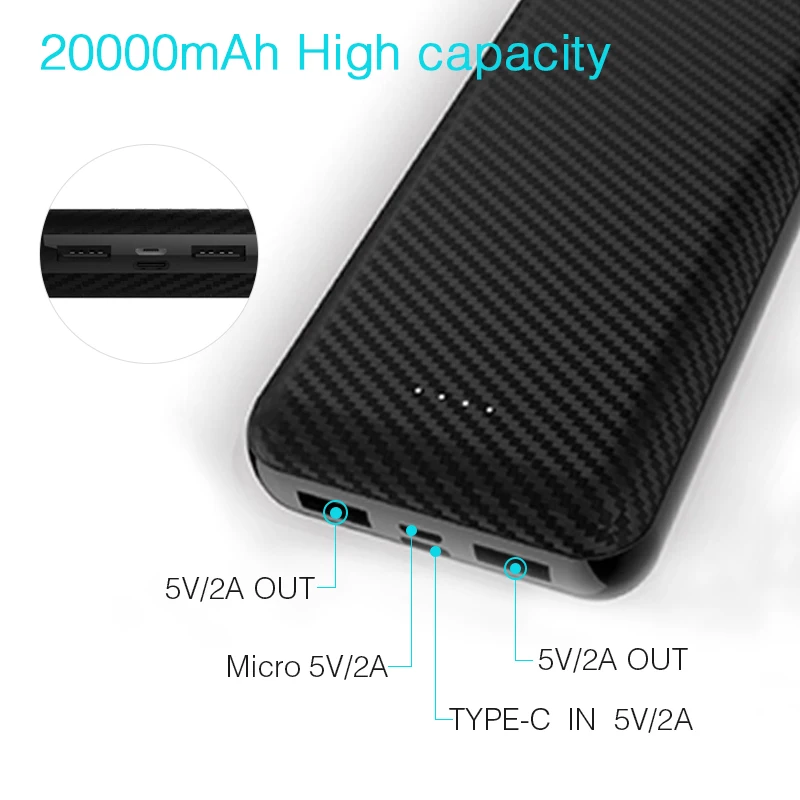 

20000mAh Mini Power Bank Portable USB Charger 20000mAh Power Bank for iPhone Samsung Xiaomi External Battery Power Bank