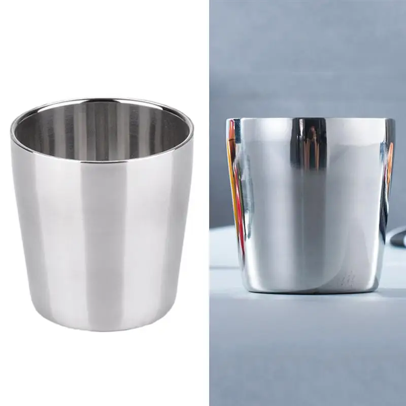 

1 PC 175ML Stainless Steel Cup Double Layer Coffee Cup Insulation Anti-Hot Beer Water Mug For Home Office Bar Outdoor Camping