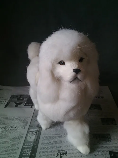

simulation dog large 36x30cm white standing poodle furry fur model,polyethylene & furs handicraft decoration gift a2473