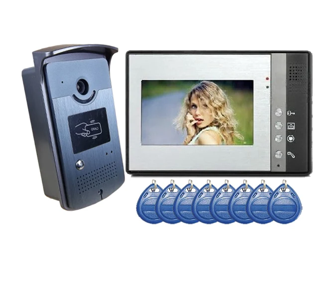 Умный видеодомофон 7 дюймов монитор проводной видеодомофон домофон система RFID контроль доступа 1 монитор 1 камера