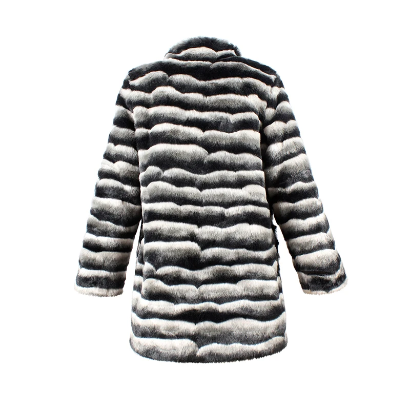 GOPLUS 2019 Faux Fur Winter Jacket Women Stand Collar Long Thick Warm Winter Women Striped Rabbit Coat Natural Faux Fur Coats